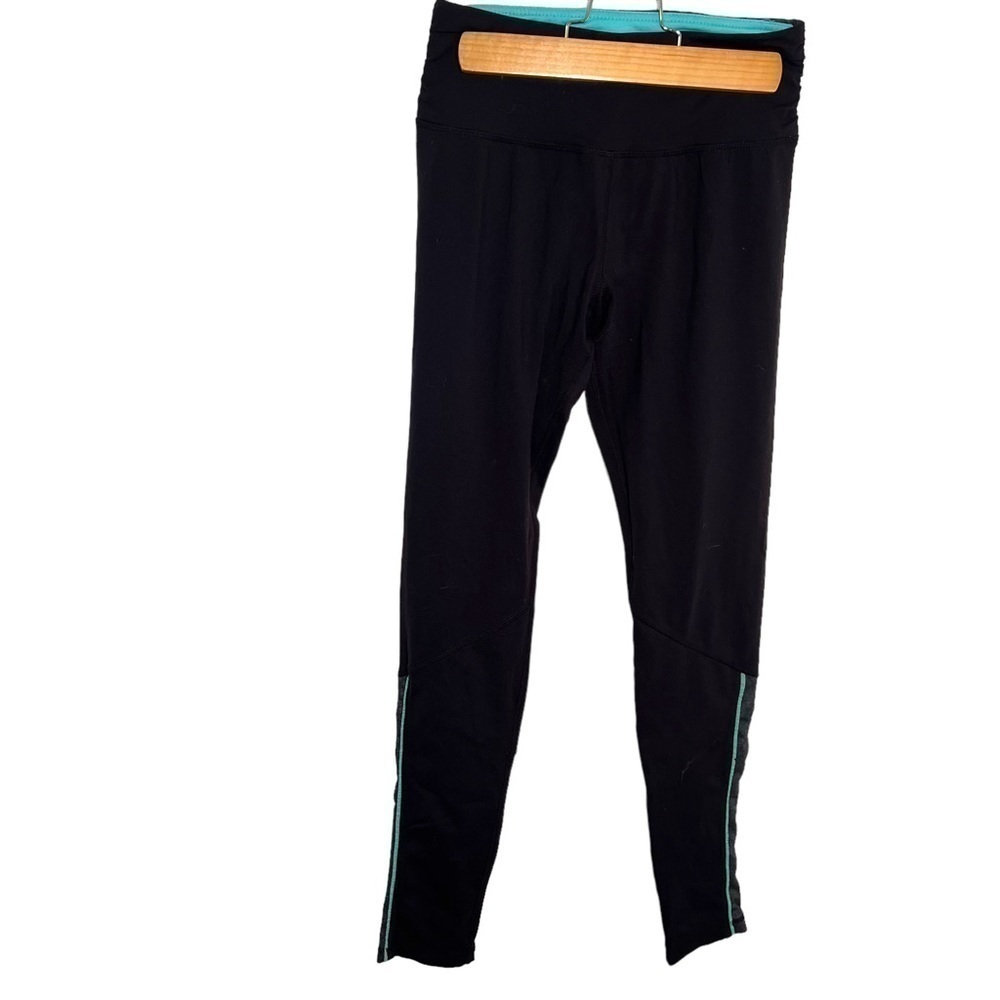 Kyodan Women's Size XS Leggings Black Gray Teal Details Zipper Pocket Stretch